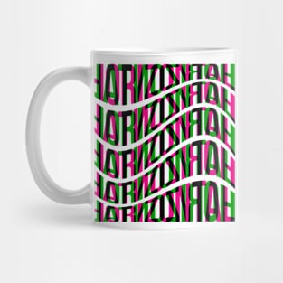 Horizontal Waves Typography (Magenta Green Black) Mug